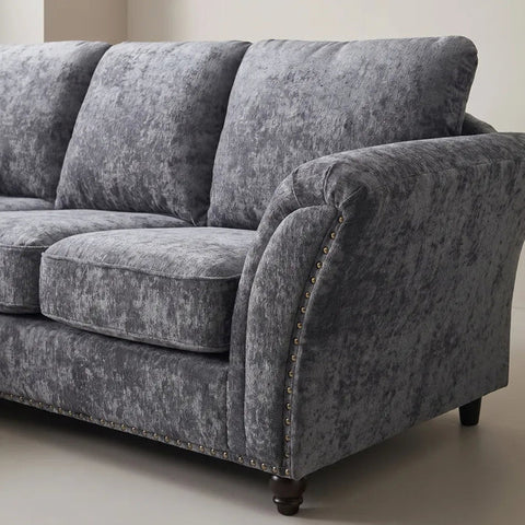 Canterbury Grey Fabric High Back Corner Sofa