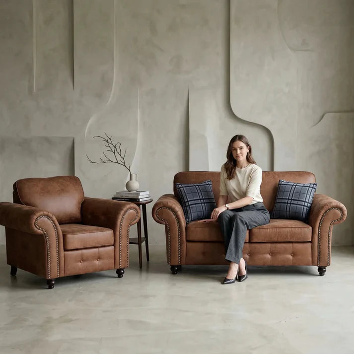 Oakland Tan Suede 2+1 Seater Sofa Set