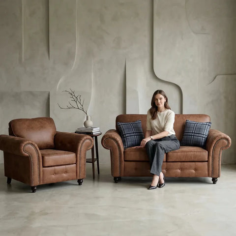 Oakland Tan Suede 2+1 Seater Sofa Set