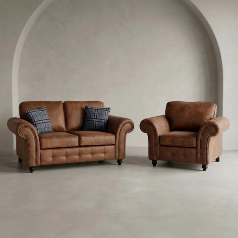 Oakland Tan Suede 2+1 Seater Sofa Set