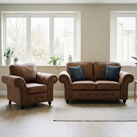 Oakland Tan Suede 2+1 Seater Sofa Set