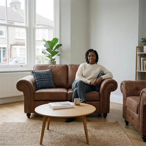 Oakland Tan Suede 2+1 Seater Sofa Set