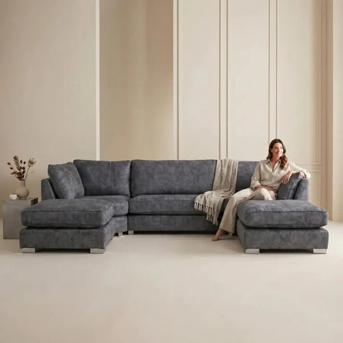 Bishop Coal Alaska Fabric U Shape High Back Corner Sofa