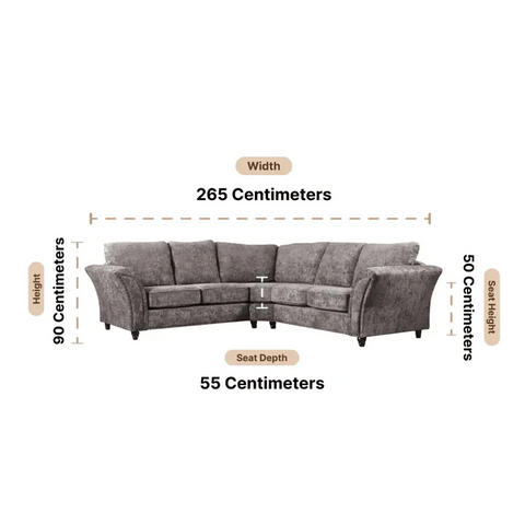 Canterbury Truffle Fabric High Back Corner Sofa