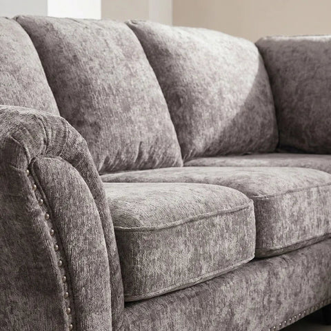 Canterbury Truffle Fabric High Back Corner Sofa
