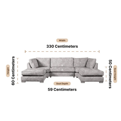 Bishop Silver Alaska Fabric U Shape High Back Corner Sofa