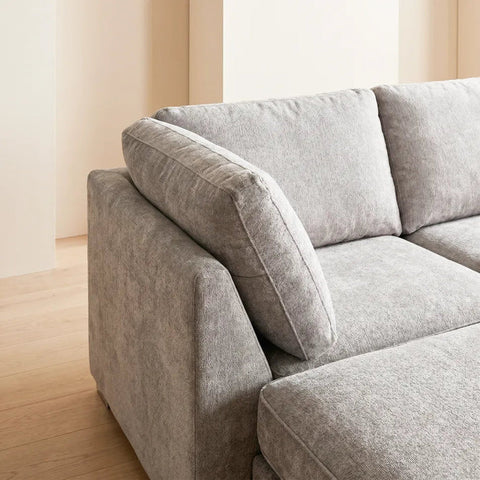 Bishop Silver Alaska Fabric U Shape High Back Corner Sofa