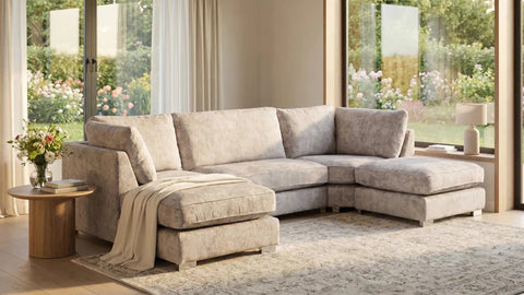 Bishop Silver Alaska Fabric U Shape High Back Corner Sofa