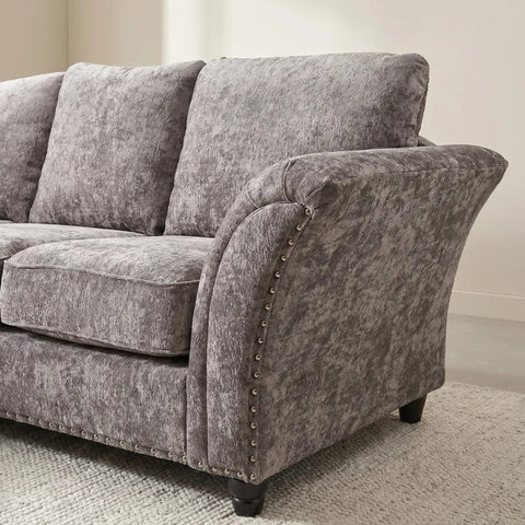 Canterbury Truffle Fabric High Back Corner Sofa