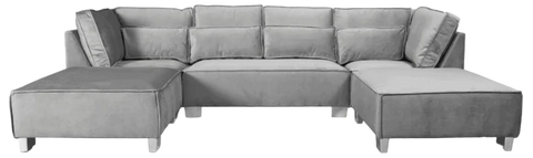 Sloane U Shape Grey Velvet Corner Sofa