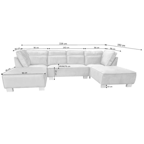 Sloane U Shape Grey Velvet Corner Sofa