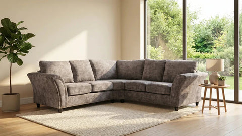 Canterbury Truffle Fabric High Back Corner Sofa