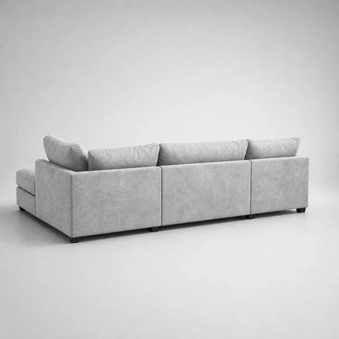 Carnaby Grey Fabric U Shape High Back Corner Sofa + Footstool