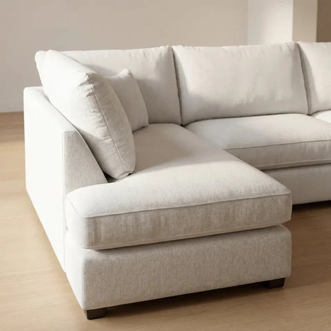 Carnaby Silver Fabric U Shape High Back Corner Sofa + Footstool