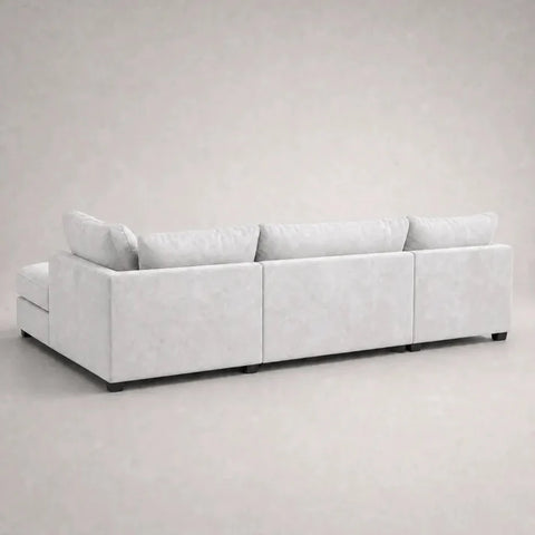 Carnaby Silver Fabric U Shape High Back Corner Sofa + Footstool