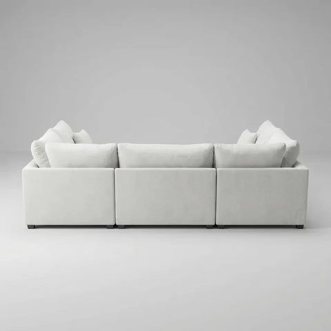 Carnaby Silver Fabric U Shape High Back Corner Sofa + Footstool