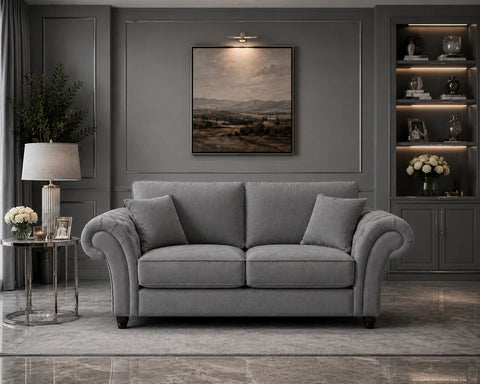 Nicole 2 Seater Sofa  with Rolled Arms & Scatter Cushions