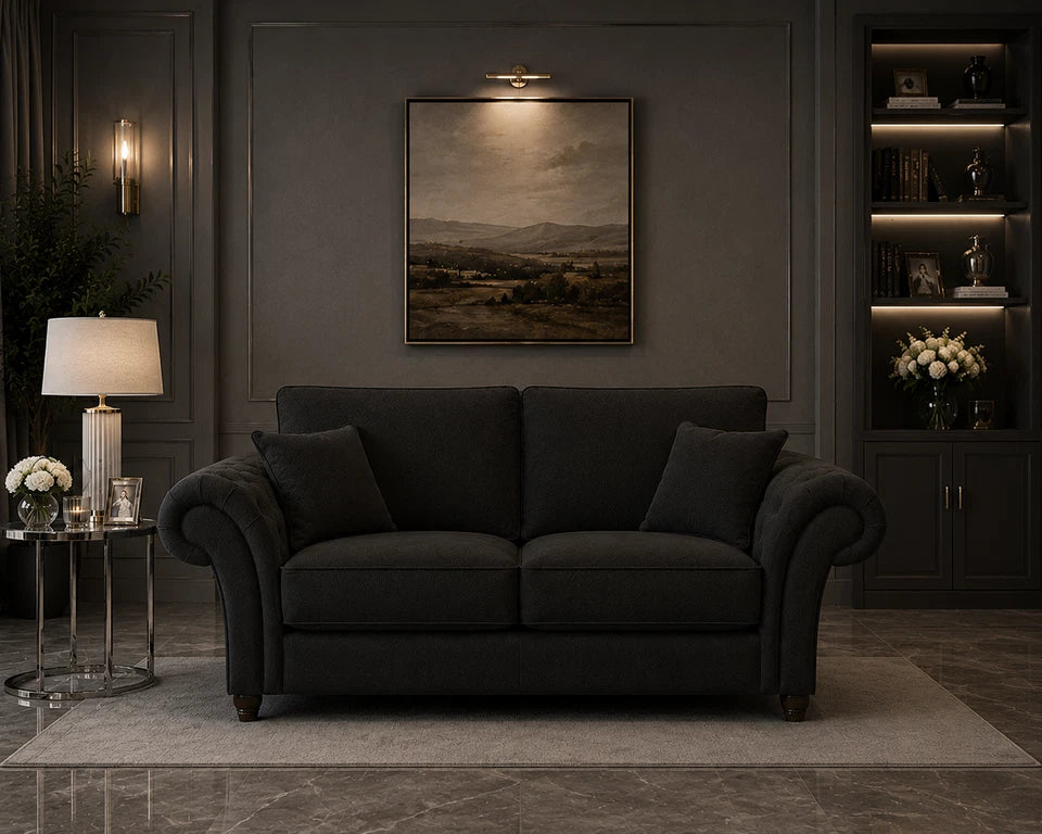 Nicole 2 Seater Sofa  with Rolled Arms & Scatter Cushions
