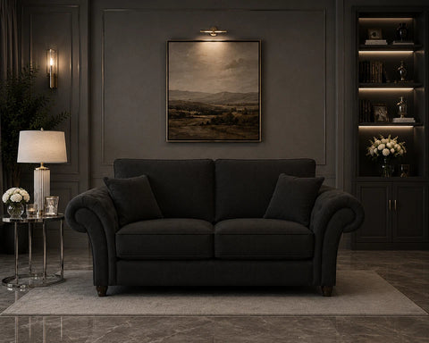 Nicole 2 Seater Sofa  with Rolled Arms & Scatter Cushions