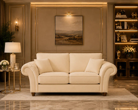 Nicole 2 Seater Sofa  with Rolled Arms & Scatter Cushions