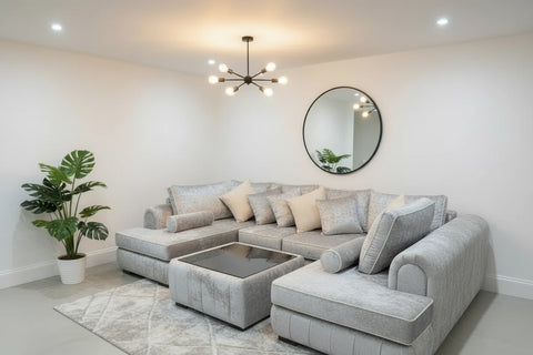 Lilly U-Shape Corner Sofa | with Glass Coffee table