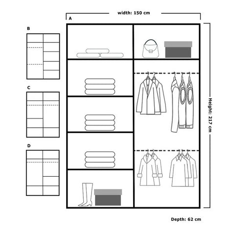CALIFORNIA WHITE WARDROBE 150cm/203cm