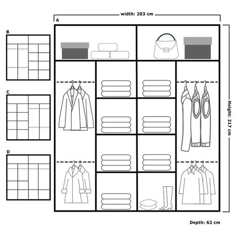 CALIFORNIA BLACK WARDROBE 150cm/203cm