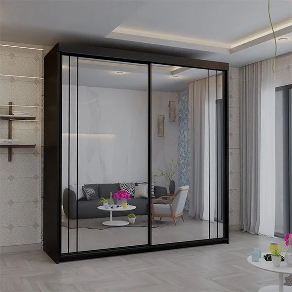 Serbia Black Sliding Wardrobe 150cm/203cm