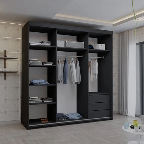 Serbia Black Sliding Wardrobe 150cm/203cm